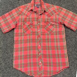 Williams Bay Mens Red Plaid Short Sleeve Western Pearl Snap Shirt Size XLT